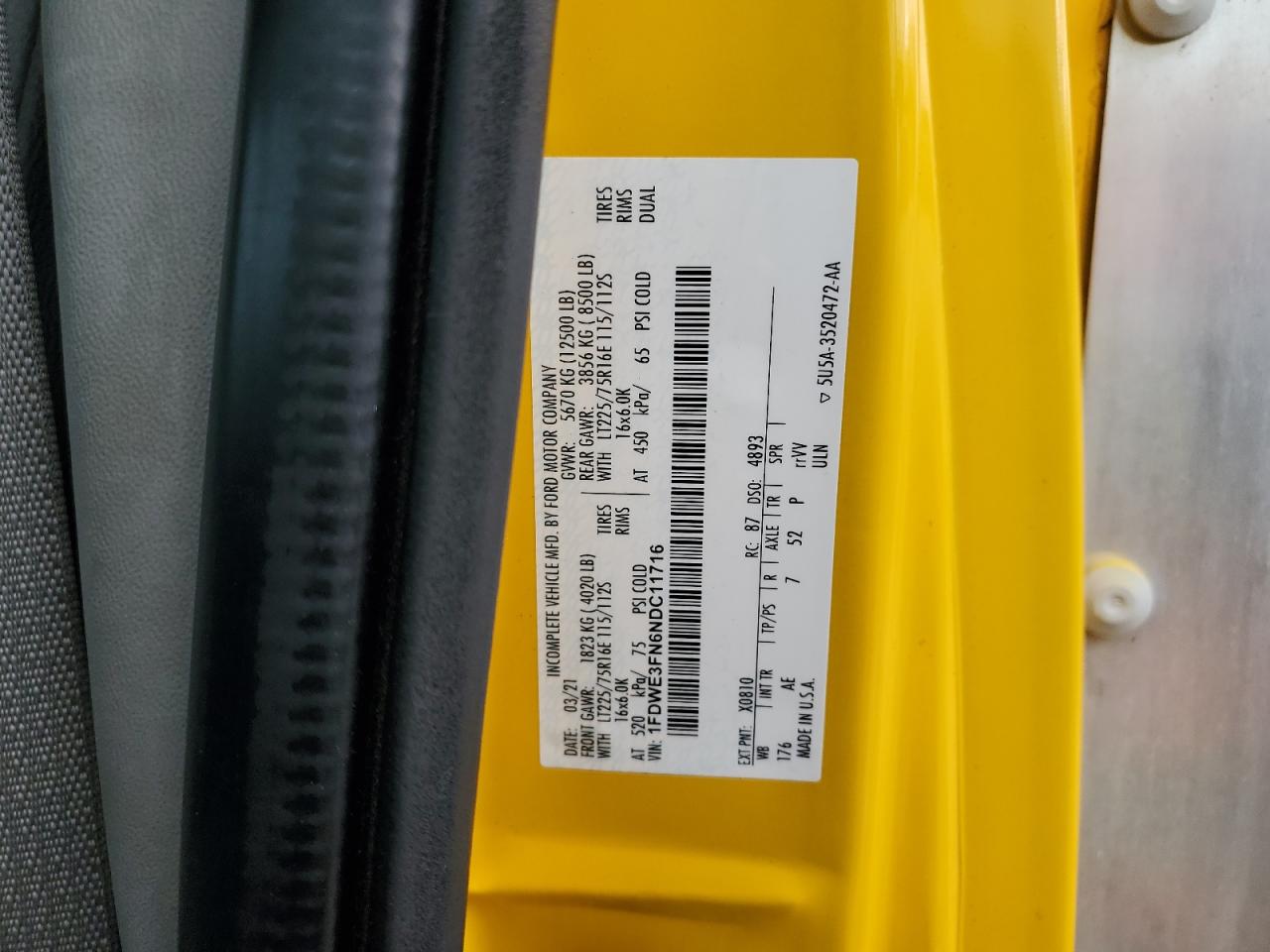 1FDWE3FN6NDC11716 FORD ALL Models 2022