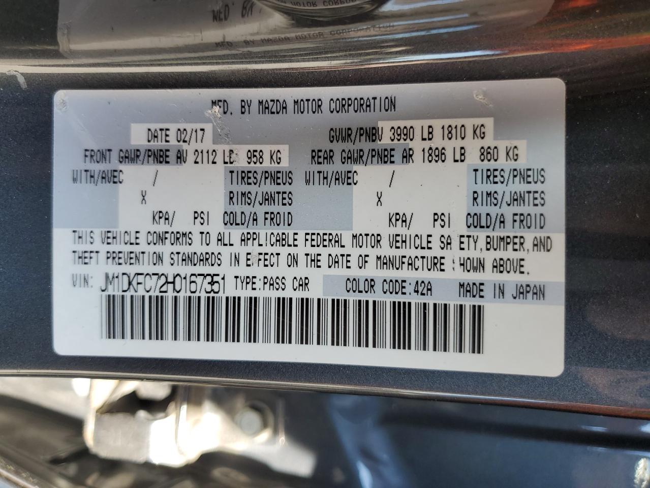 2017 Mazda Cx-3 Touring VIN: JM1DKFC72H0167351 Lot: 56230945