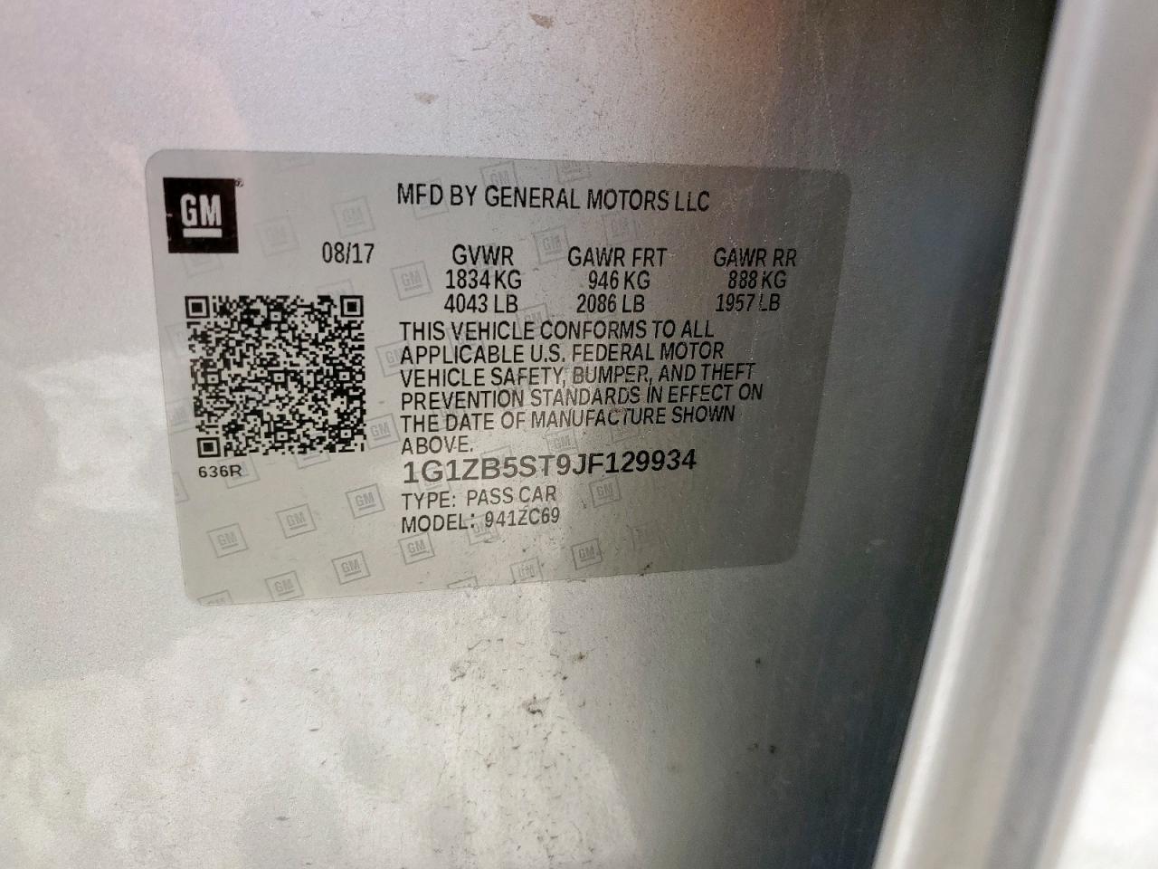 1G1ZB5ST9JF129934 CHEVROLET MALIBU 2018