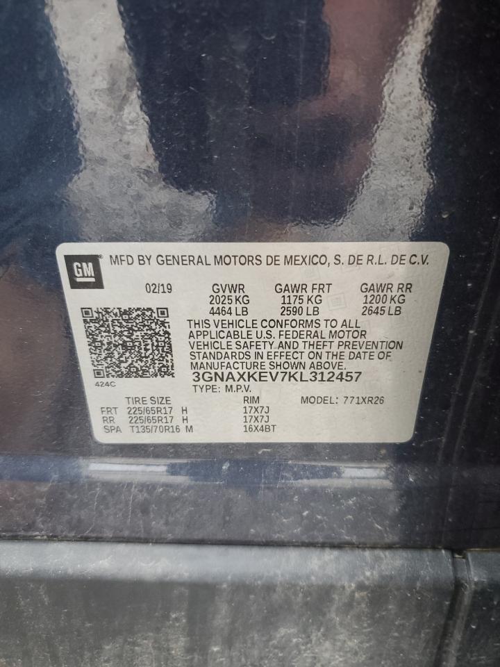 3GNAXKEV7KL312457 CHEVROLET EQUINOX 2019