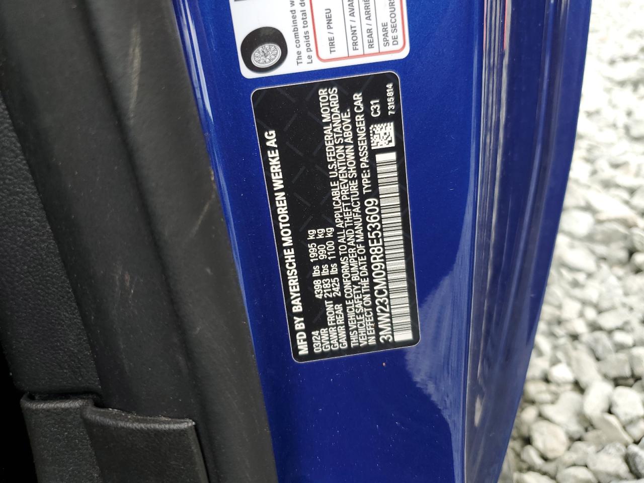 2024 BMW 230I VIN: 3MW23CM09R8E53609 Lot: 56934615