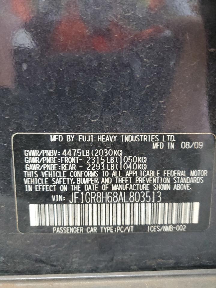 2010 Subaru Impreza Wrx Sti VIN: JF1GR8H68AL803513 Lot: 56794775