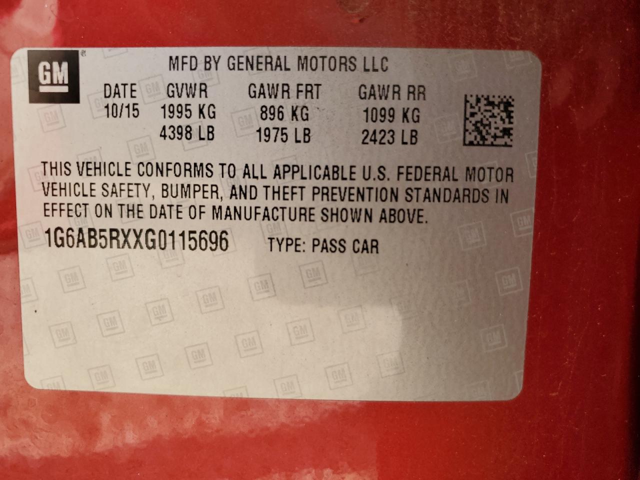 2016 Cadillac Ats Luxury VIN: 1G6AB5RXXG0115696 Lot: 58144645