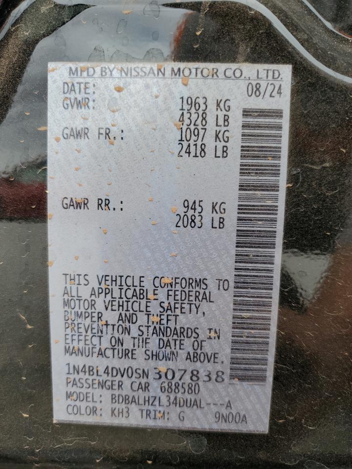 1N4BL4DV0SN307838 NISSAN ALTIMA 2025