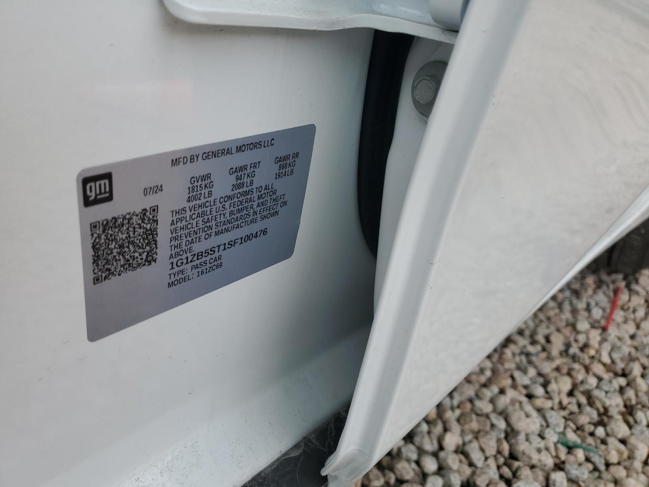 1G1ZB5ST1SF100476 CHEVROLET MALIBU 2025