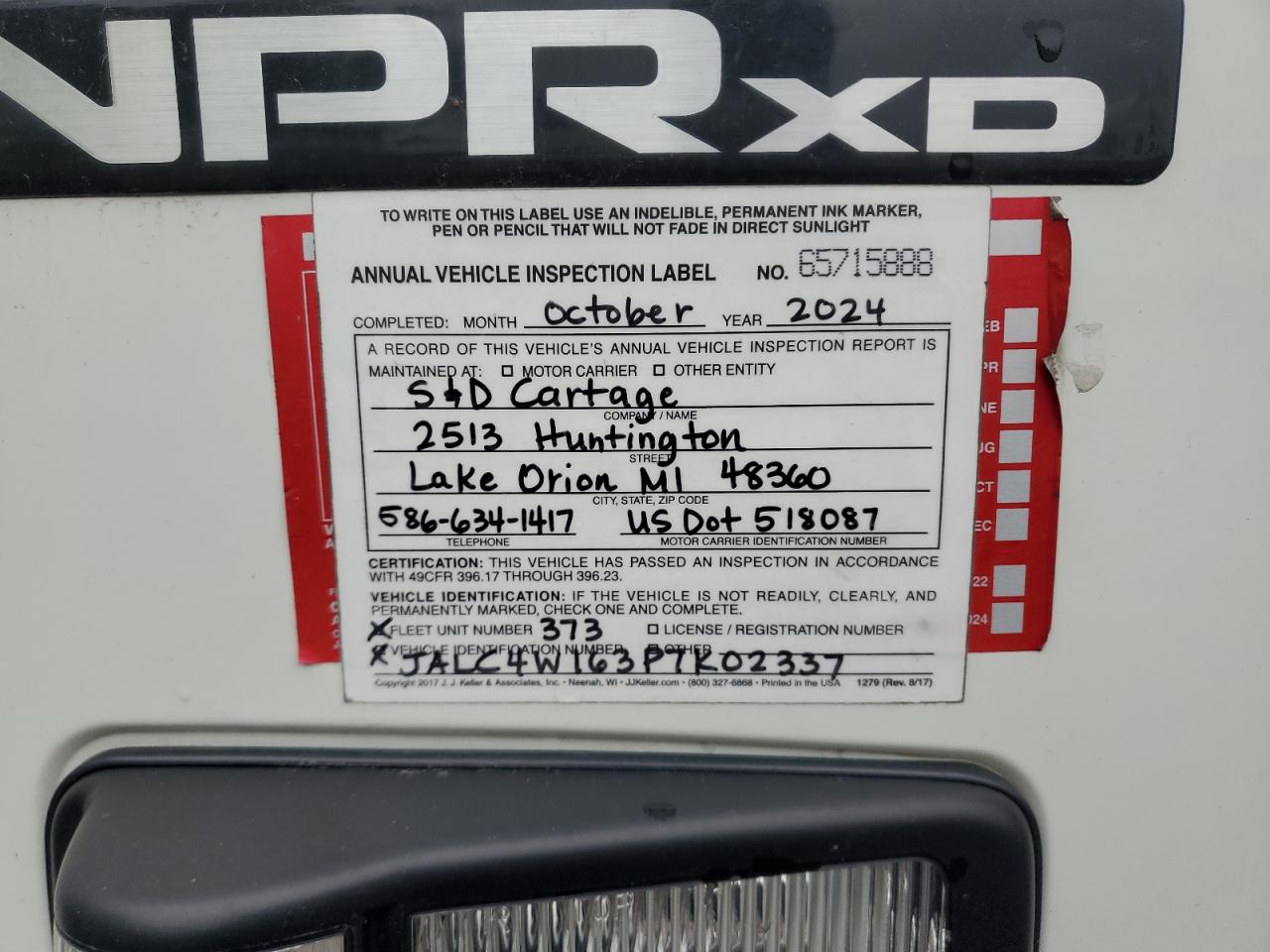 2023 Isuzu Npr Xd VIN: JALC4W163P7K02337 Lot: 57218765