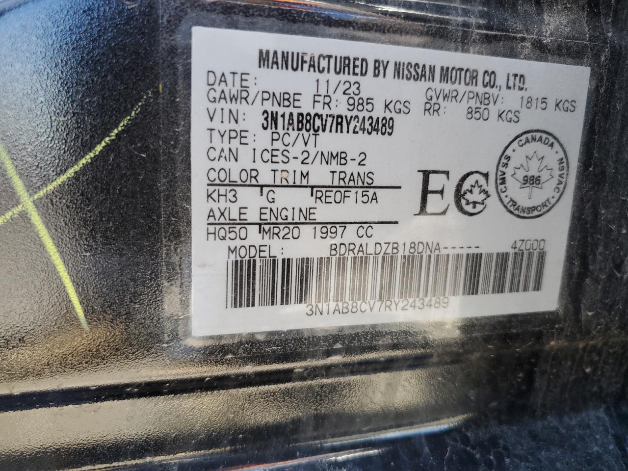 3N1AB8CV7RY243489 NISSAN SENTRA 2024