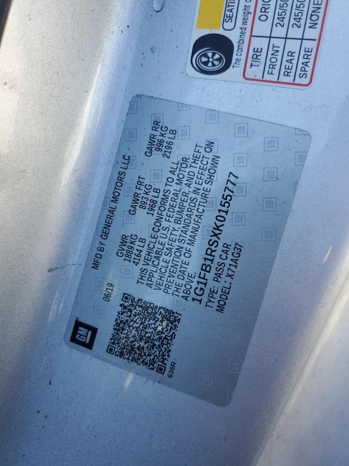 1G1FB1RSXK0155777 CHEVROLET CAMARO 2019