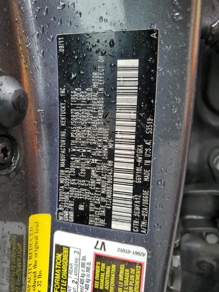 2011 Toyota Venza VIN: 4T3ZK3BB7BU043766 Lot: 55749115
