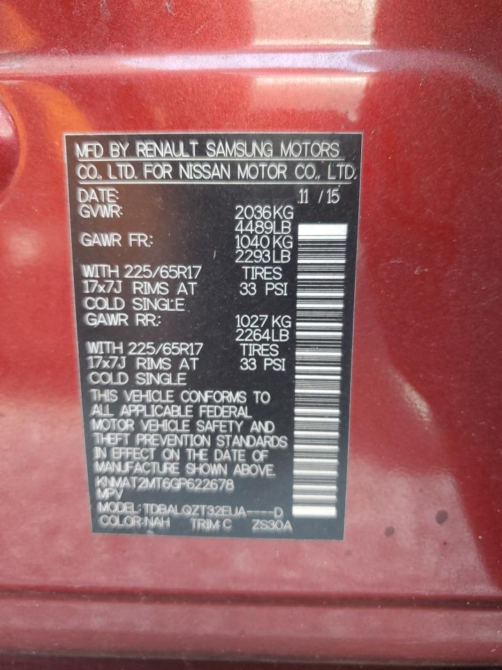 KNMAT2MT6GP622678 NISSAN ROGUE 2016