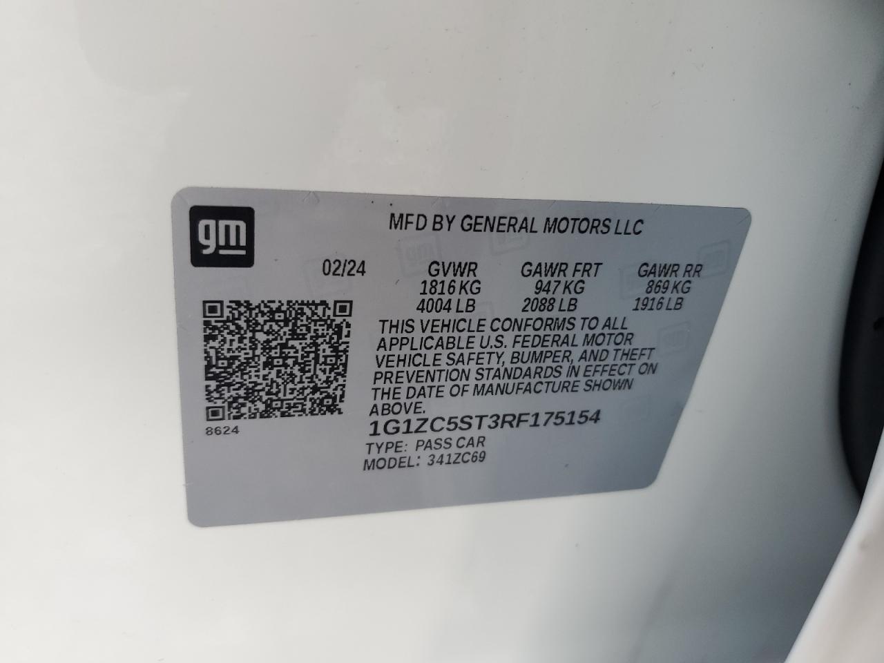 1G1ZC5ST3RF175154 CHEVROLET MALIBU 2024