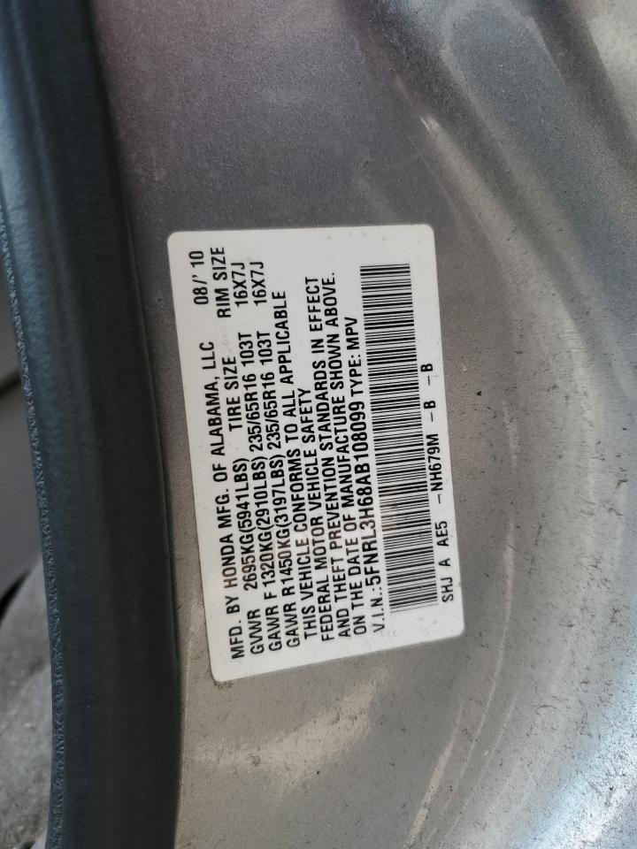 2010 Honda Odyssey Exl VIN: 5FNRL3H68AB108099 Lot: 56269895