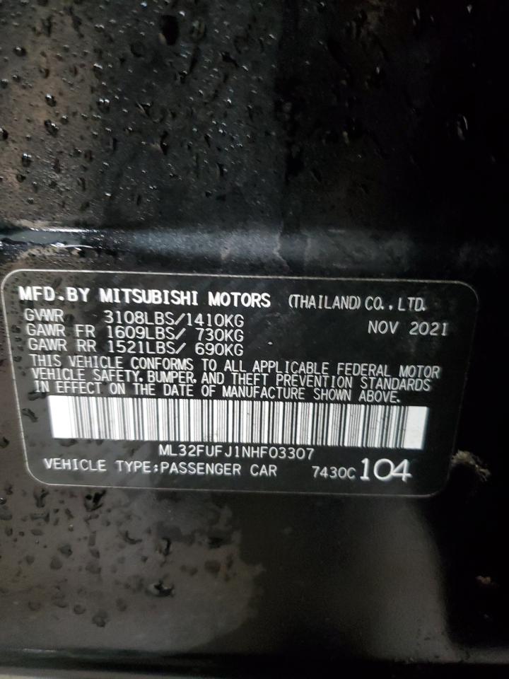 2022 Mitsubishi Mirage G4 Es VIN: ML32FUFJ1NHF03307 Lot: 56476235