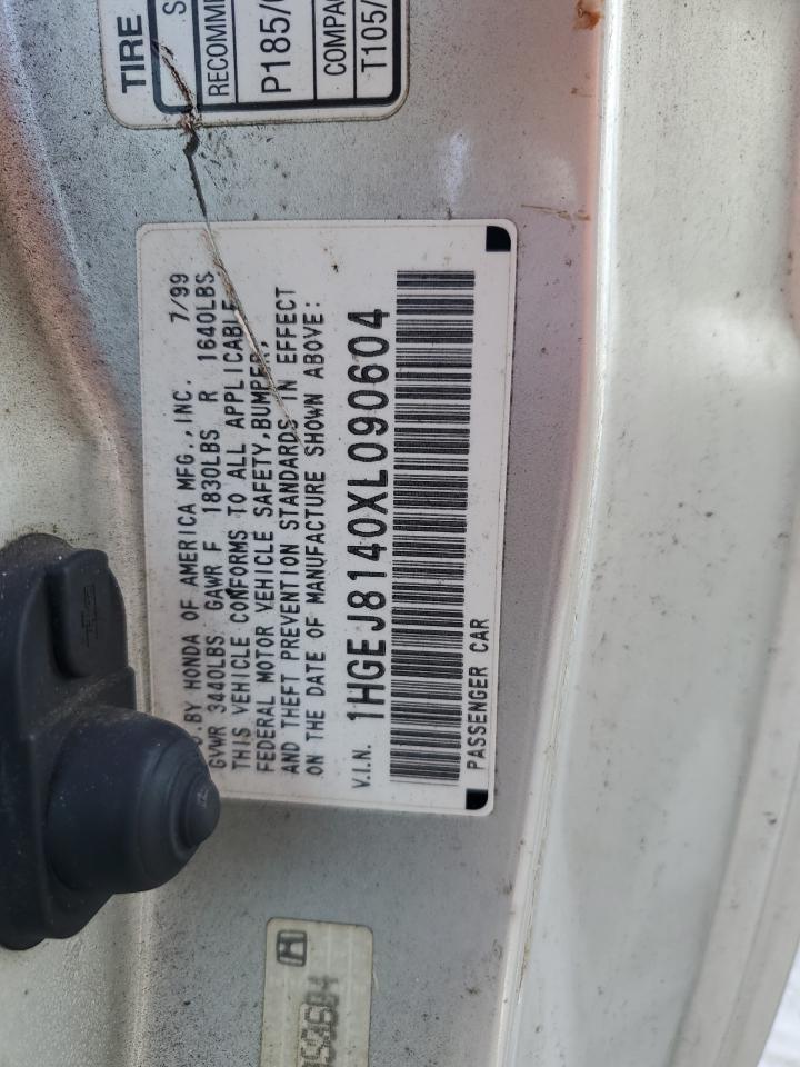 1999 Honda Civic Ex VIN: 1HGEJ8140XL090604 Lot: 57460505