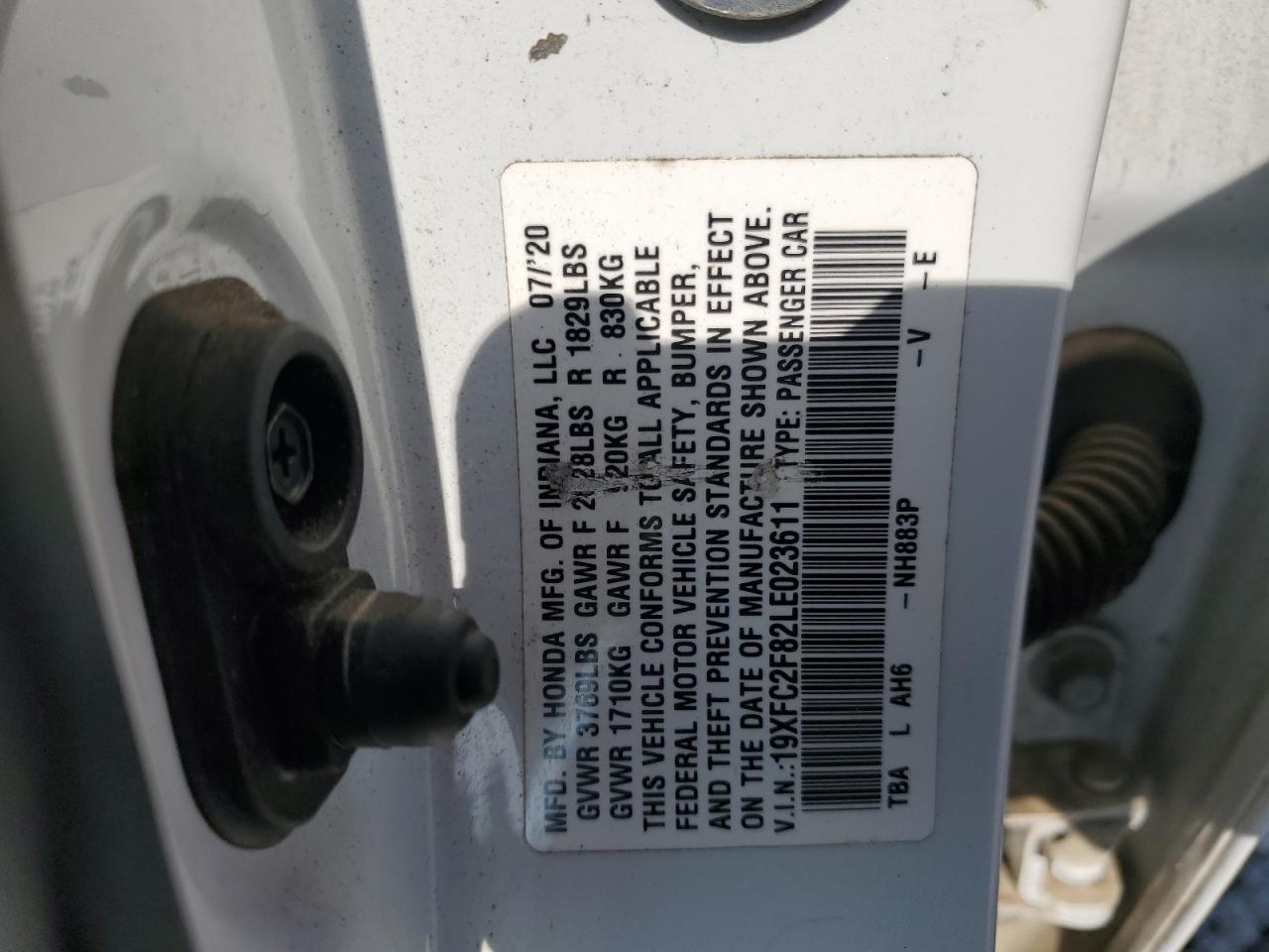 2020 Honda Civic Sport VIN: 19XFC2F82LE023611 Lot: 56228975