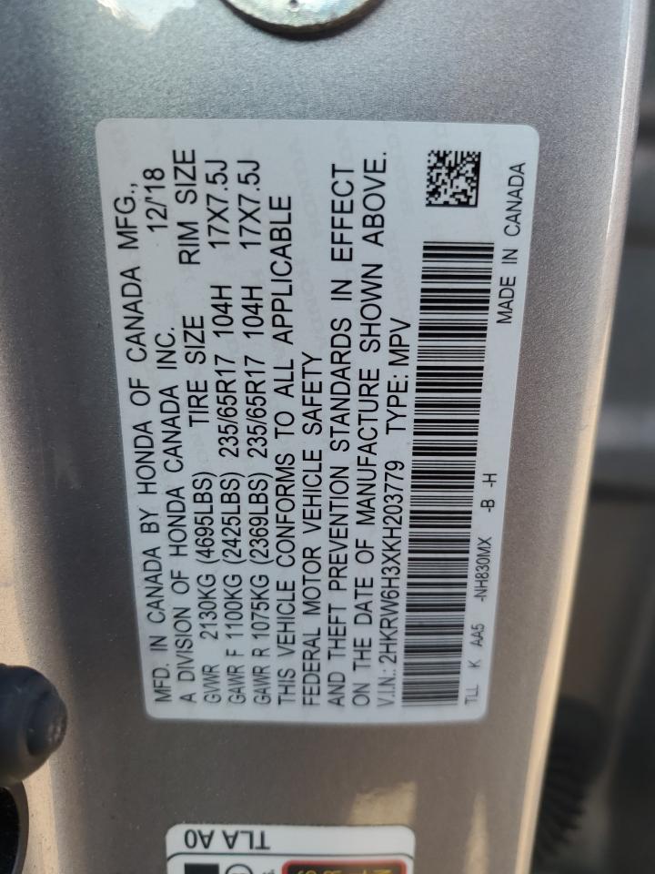 2HKRW6H3XKH203779 HONDA CRV 2019