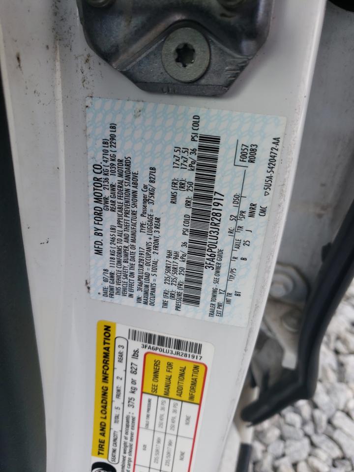 2018 Ford Fusion Se Hybrid VIN: 3FA6P0LU3JR281917 Lot: 56528305