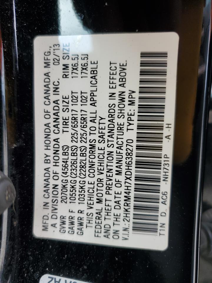 2013 Honda Cr-V Exl VIN: 2HKRM4H7XDH638270 Lot: 56947465