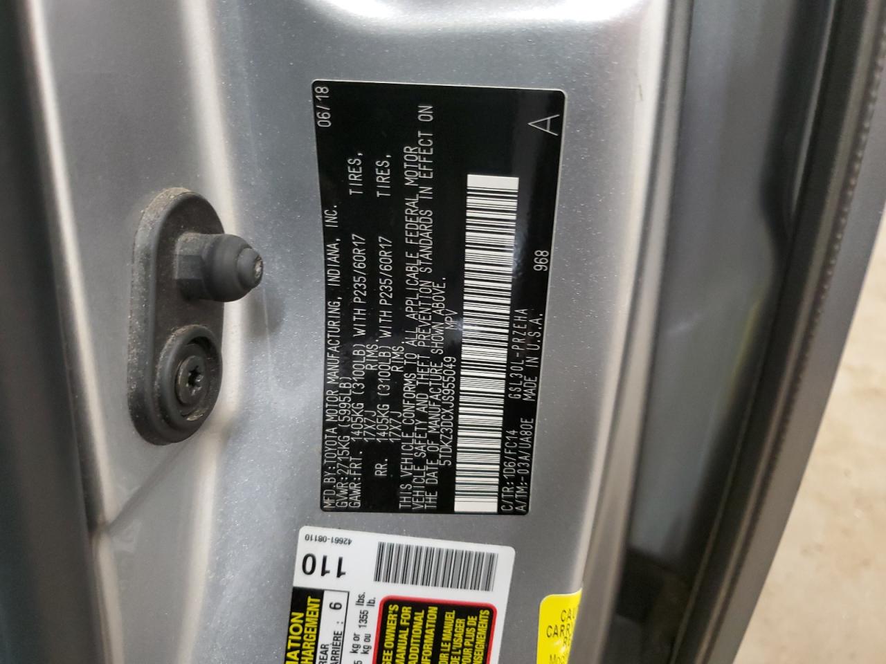 5TDKZ3DCXJS955049 TOYOTA All Models 2018