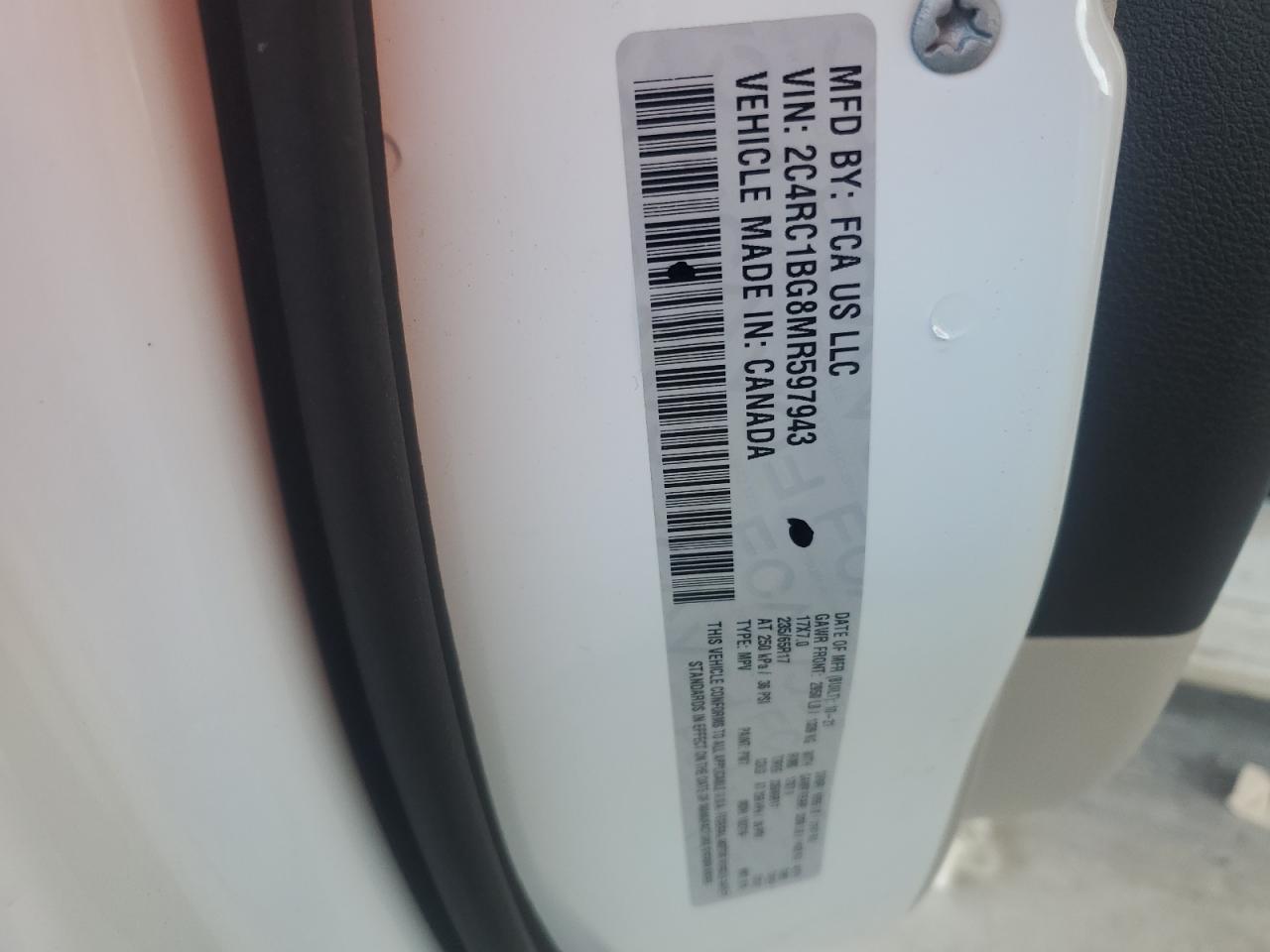 2021 Chrysler Pacifica Touring L VIN: 2C4RC1BG8MR597943 Lot: 56707255
