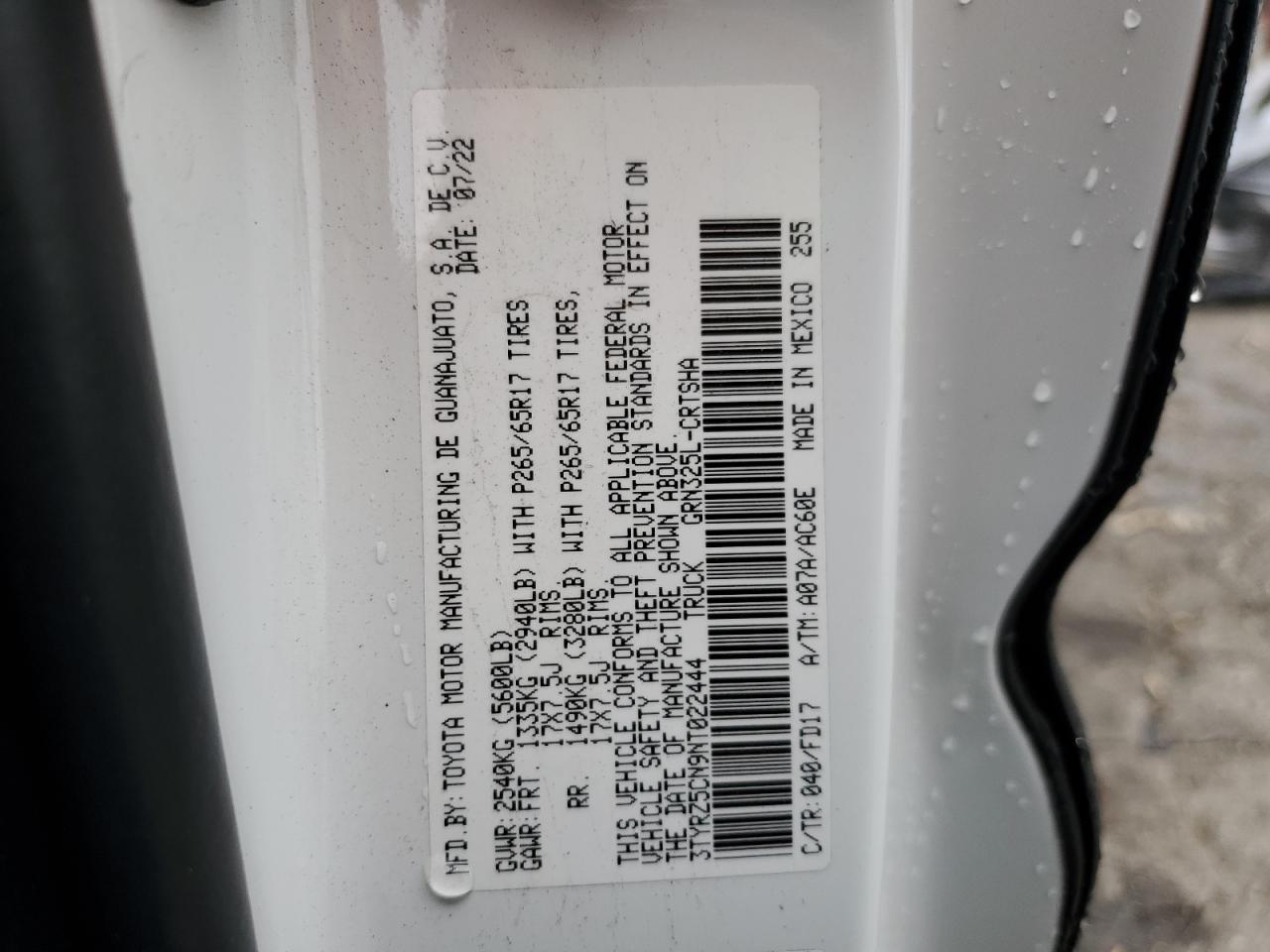 3TYRZ5CN9NT022444 TOYOTA TACOMA 2022