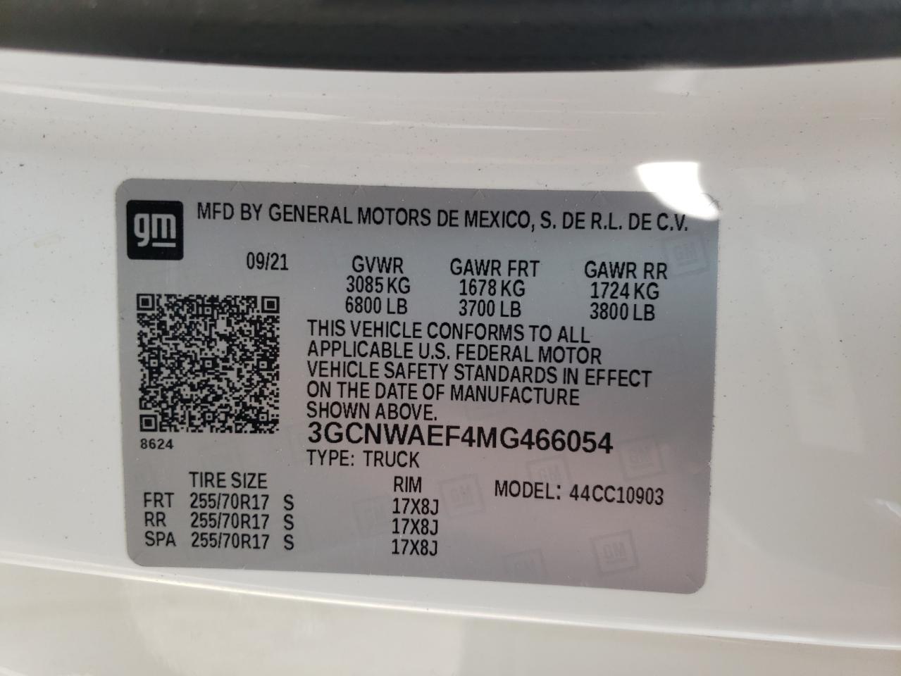 3GCNWAEF4MG466054 CHEVROLET ALL Models 2021