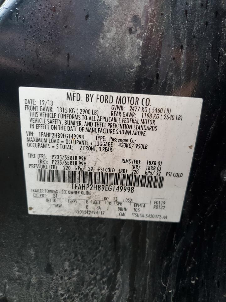 2014 Ford Taurus Sel VIN: 1FAHP2H89EG149998 Lot: 56763525
