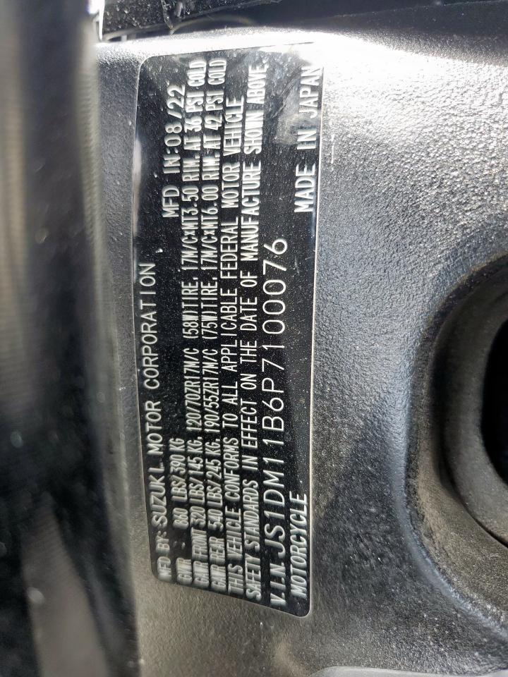 2023 Suzuki Gsx-R1000 VIN: JS1DM11B6P7100076 Lot: 57880405