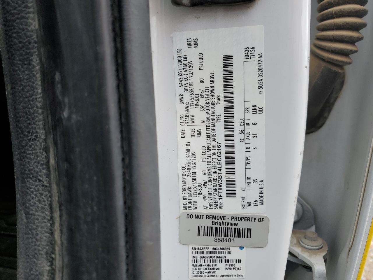 1FT8W3BT4LEC62167 FORD F350 2020