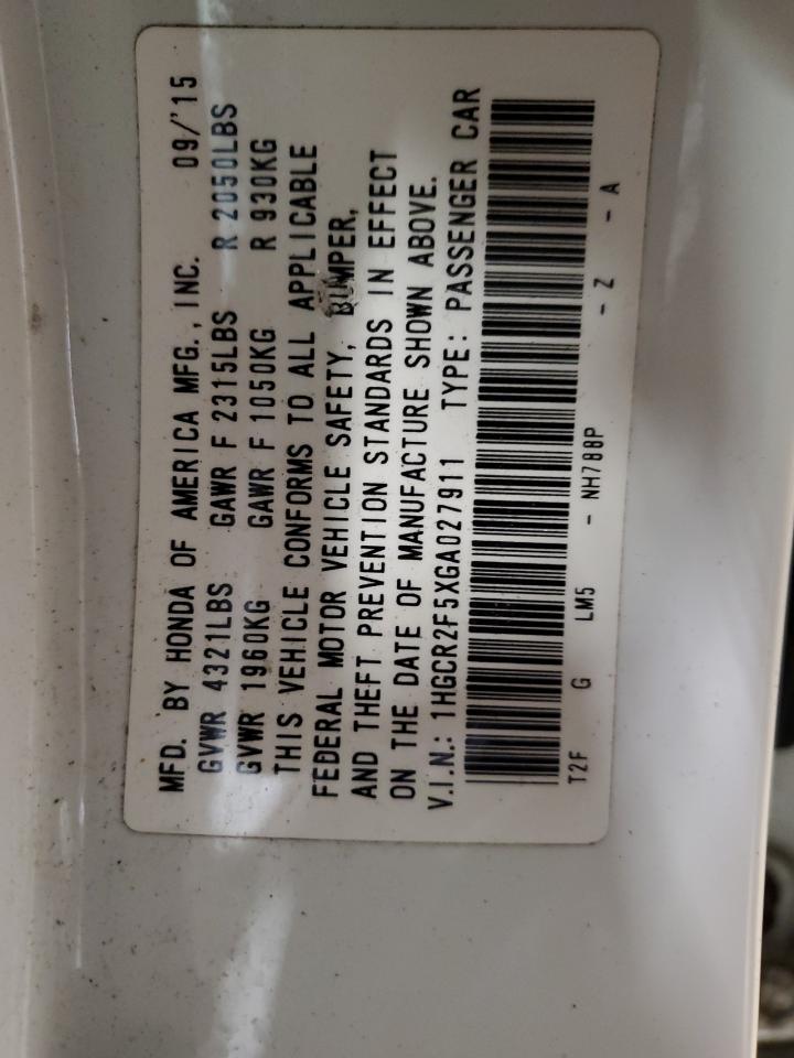 1HGCR2F5XGA027911 HONDA ACCORD 2016