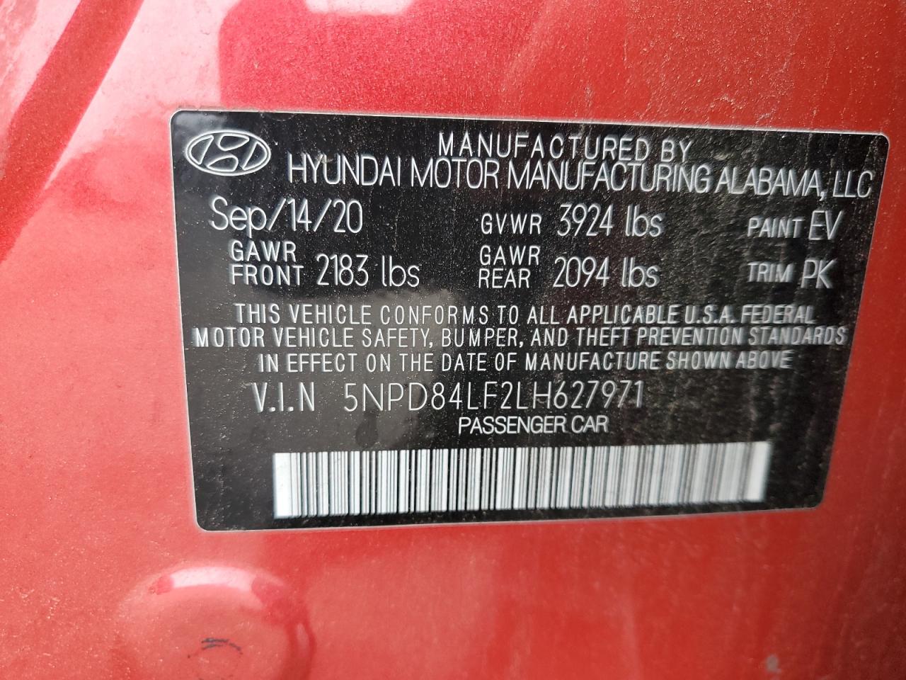 5NPD84LF2LH627971 HYUNDAI ELANTRA 2020
