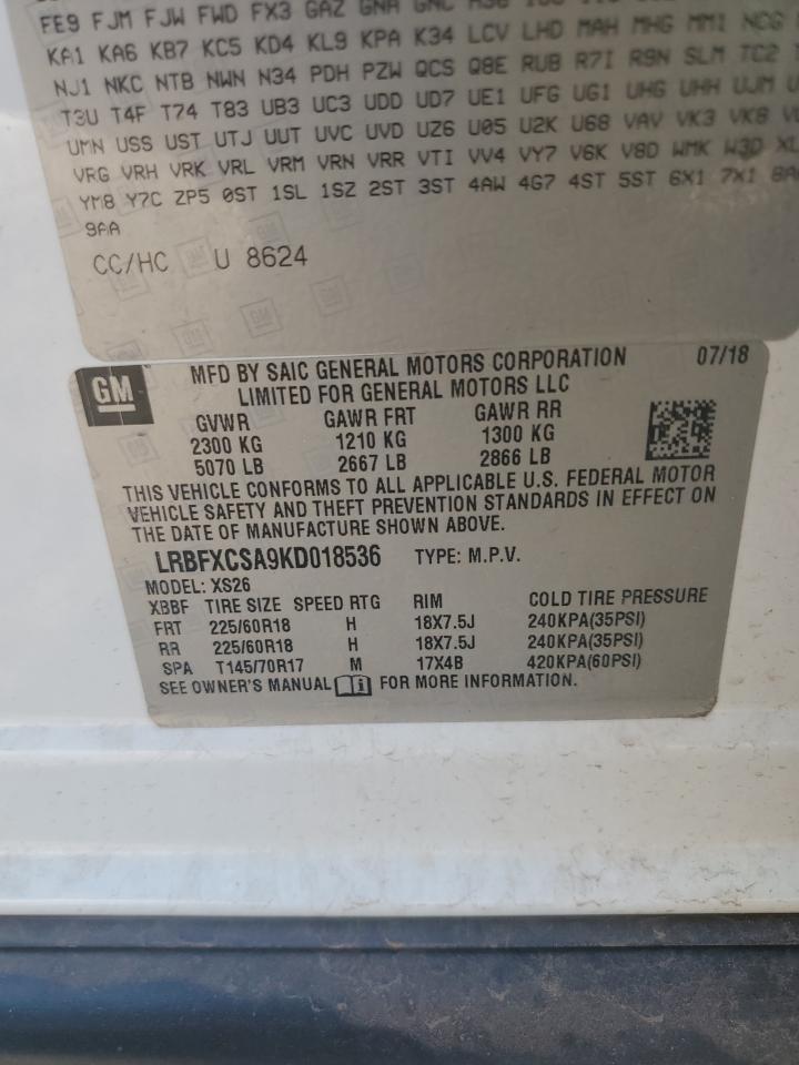 2019 Buick Envision Essence VIN: LRBFXCSA9KD018536 Lot: 56937075