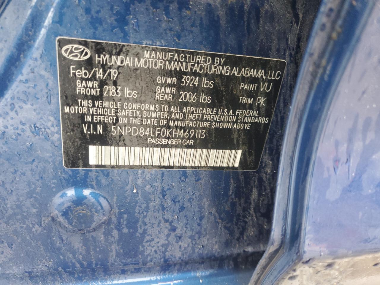2019 Hyundai Elantra Sel VIN: 5NPD84LF0KH469113 Lot: 56412415