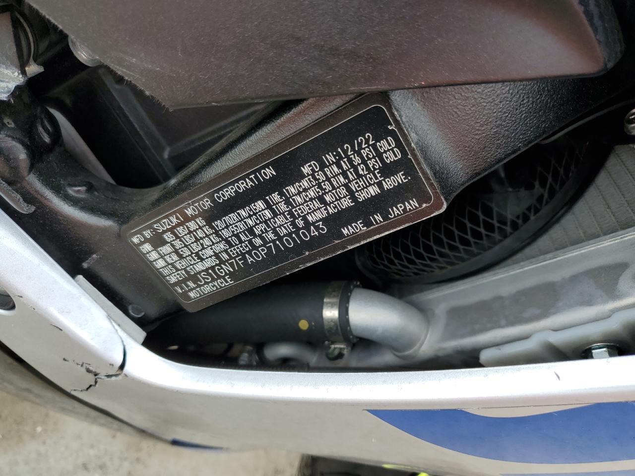 2023 Suzuki Gsx-R600 VIN: JS1GN7FA0P7101043 Lot: 55856665