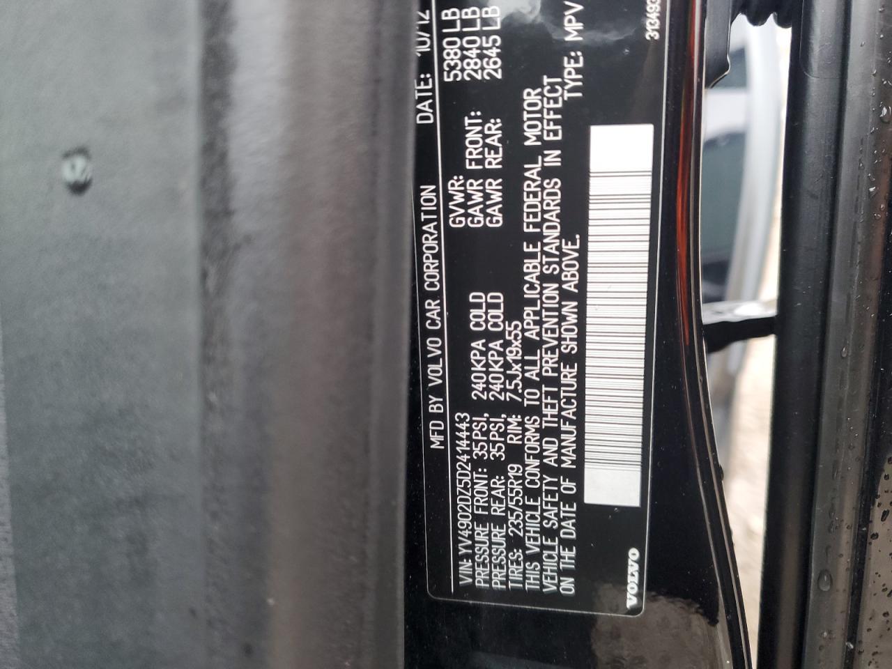 2012 Volvo Xc60 T6 VIN: YV4902DZ5D2414443 Lot: 57771635