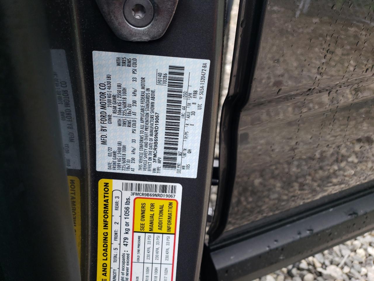 2022 Ford Bronco Sport Big Bend VIN: 3FMCR9B69NRD19067 Lot: 56941405