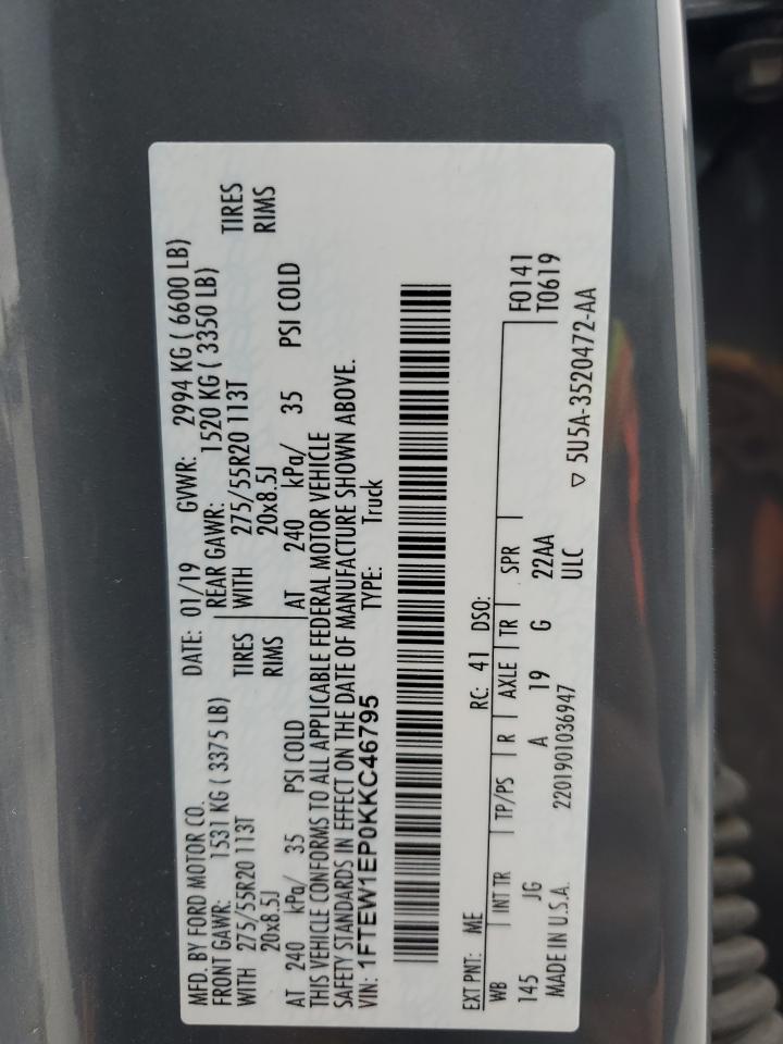 1FTEW1EP0KKC46795 FORD F-150 2019