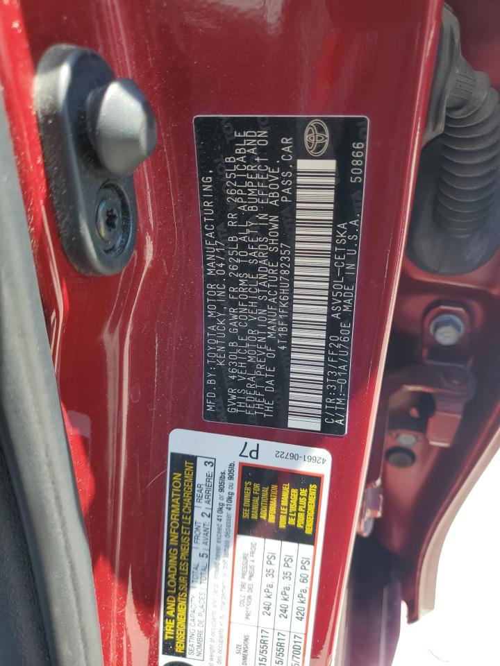 4T1BF1FK6HU782357 TOYOTA CAMRY 2017