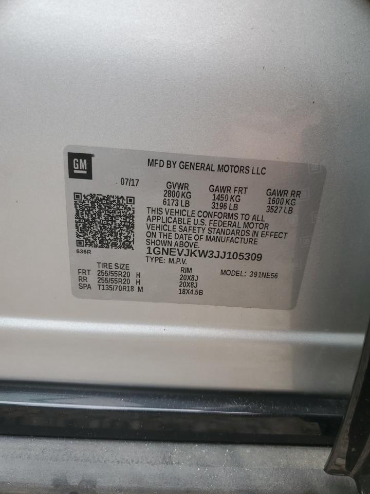 2018 Chevrolet Traverse Premier VIN: 1GNEVJKW3JJ105309 Lot: 58532475