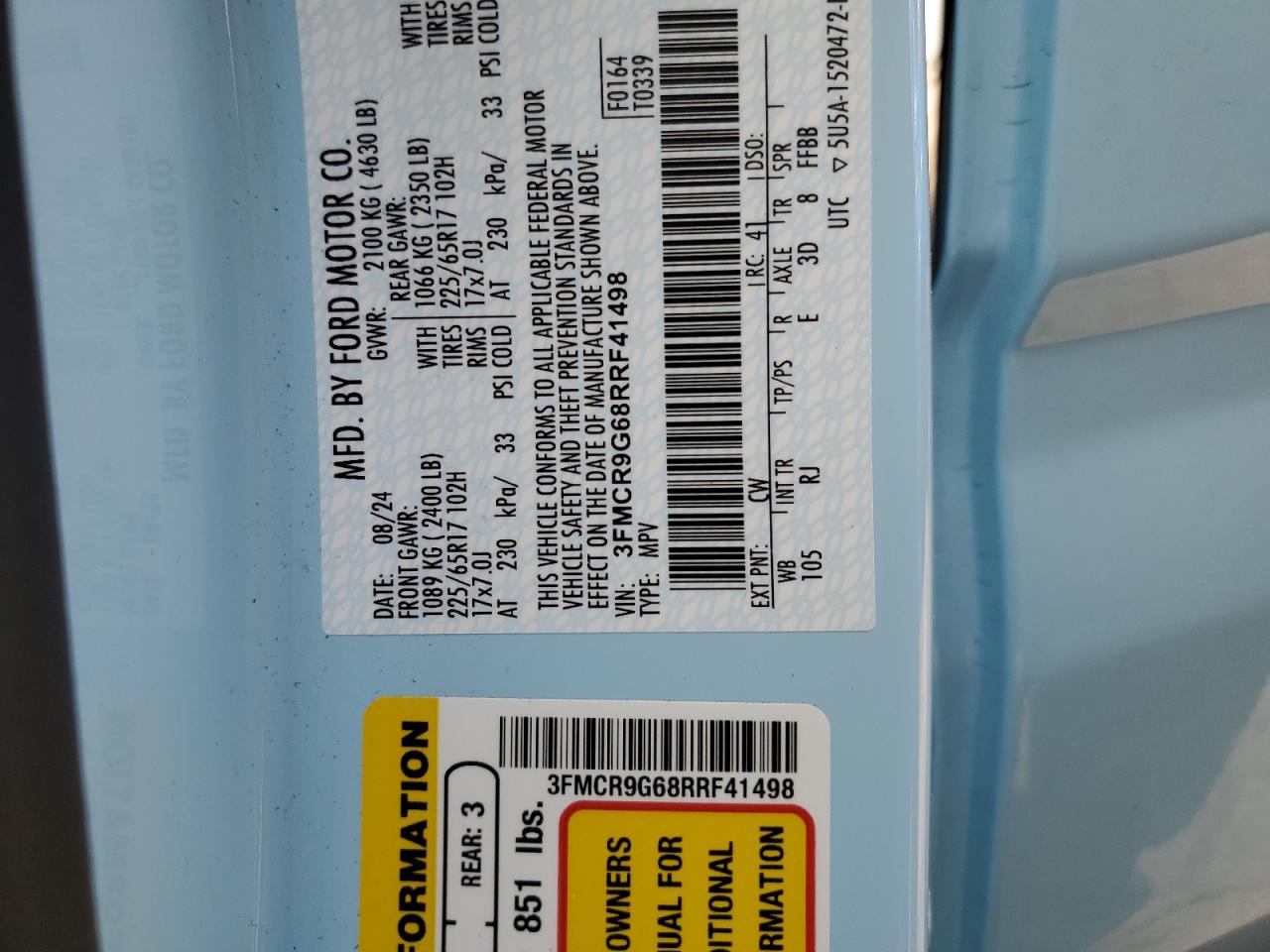 3FMCR9G68RRF41498 FORD BRONCO 2024