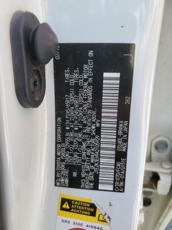 2010 Toyota Highlander VIN: JTEZK3EH9A2105929 Lot: 56819115