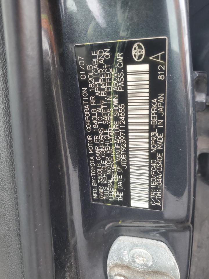 2007 Toyota Yaris VIN: JTDBT923971124655 Lot: 56837965