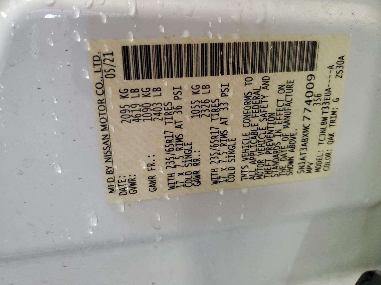 5N1AT3ABXMC774009 NISSAN ROGUE 2021