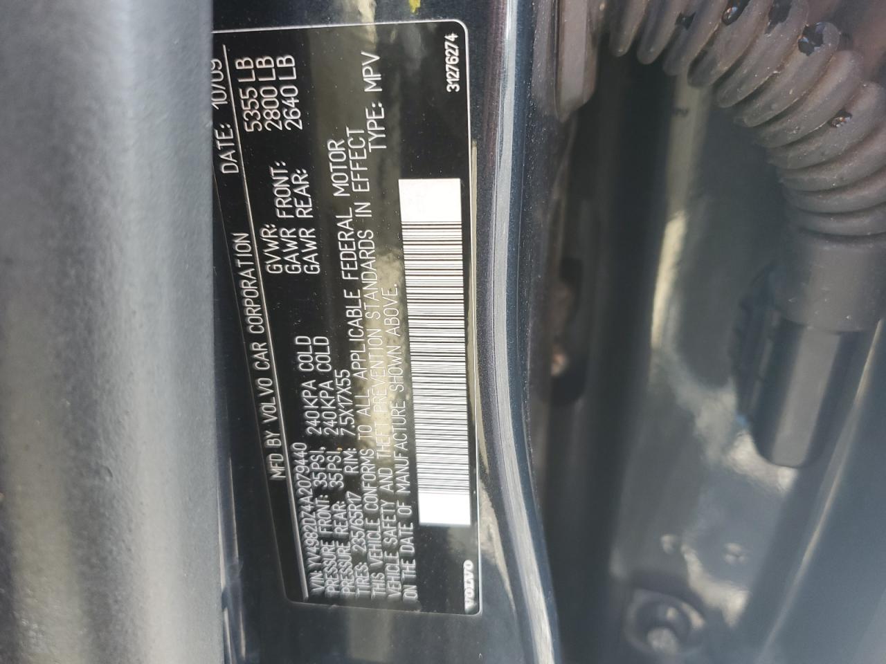 2010 Volvo Xc60 3.2 VIN: YV4982DZ4A2079440 Lot: 56377515