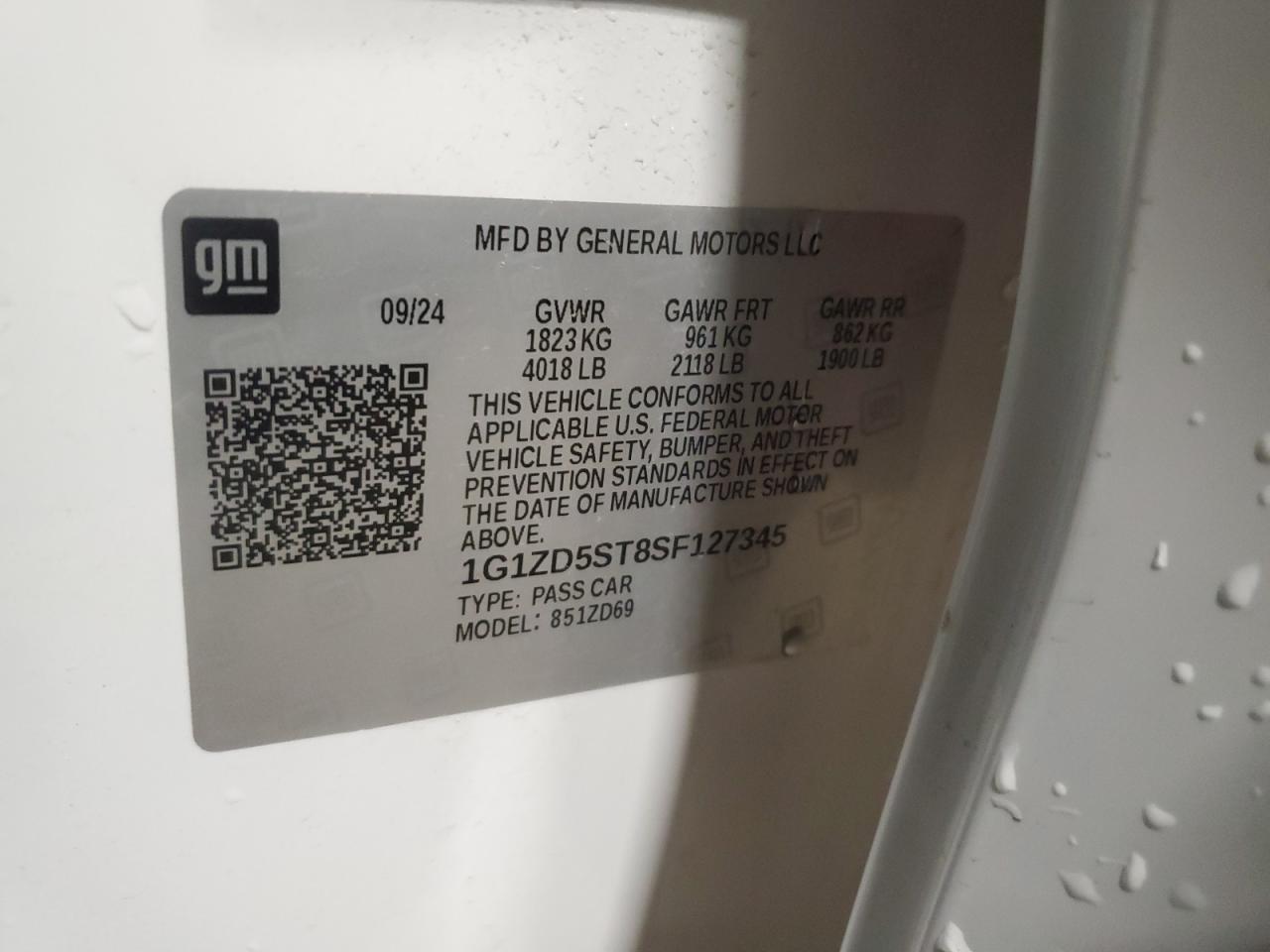 1G1ZD5ST8SF127345 CHEVROLET MALIBU 2025