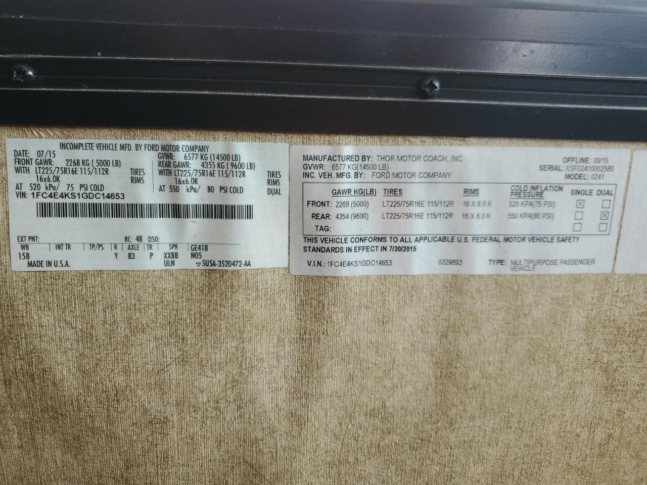 1FC4E4KS1GDC14653 FORD ALL Models 2016