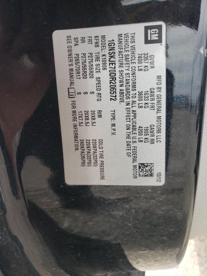 2013 Chevrolet Suburban K1500 Lt VIN: 1GNSKJE70DR206572 Lot: 56277455