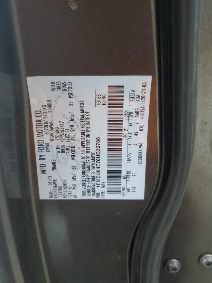 2008 Ford Explorer Eddie Bauer VIN: 1FMEU64E78UB32708 Lot: 56686295