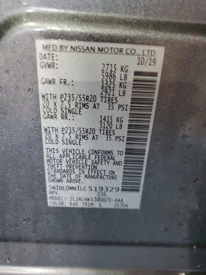 2020 Infiniti Qx60 Luxe VIN: 5N1DL0MN3LC519329 Lot: 58711195