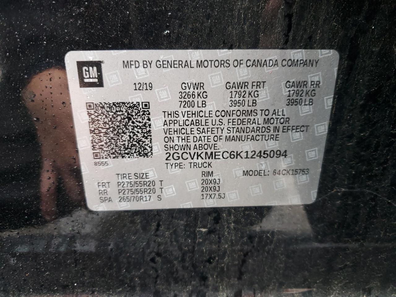 2GCVKMEC6K1245094 CHEVROLET ALL Models 2019